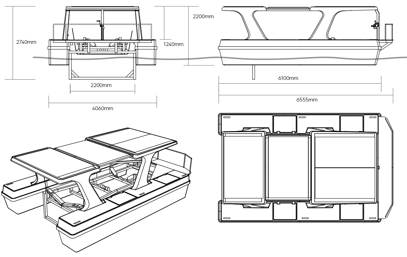 Drawings of the measures of Faro solar docking station